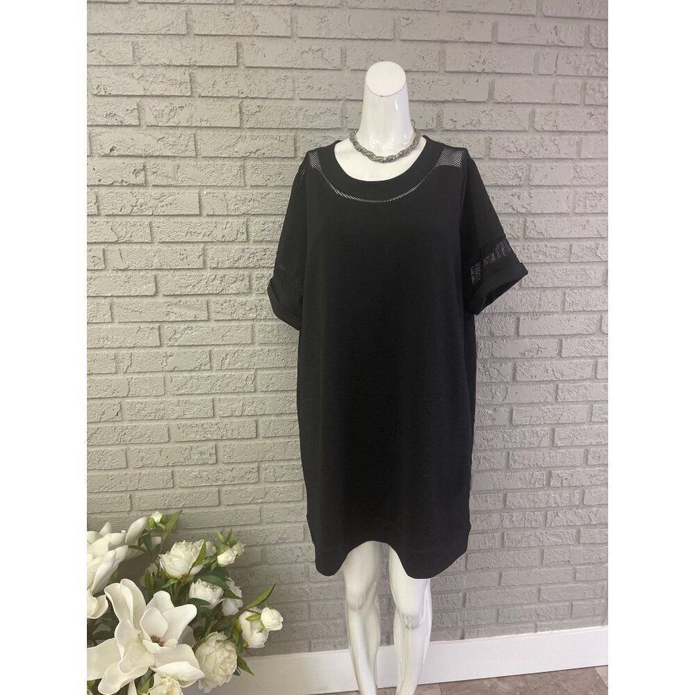 Serena Williams Women's Black Waffle Knit / Mesh Short Sleeve T- Shirt Dress Siz